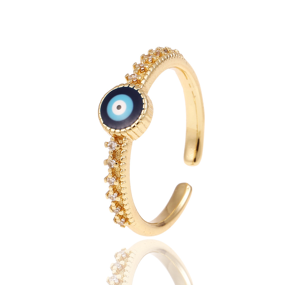 18K Evil Eye Ring Zircon Jewelry Party Holiday Gift Women